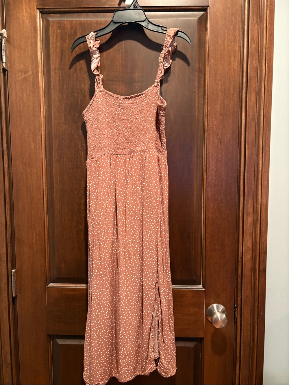 Lush Rusty Rose Polka Dot Maxi Dress